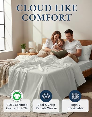 LANE LINEN Twin Sheet Set 100% Organic Cotton Percale Soft - Image 2