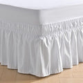 MIYE Striped Tufted Bed Skirt - Wrap Around Dust Ruffle with Elastic Belts - 18 Inch Drop Easy to Put On - Bedskirt Machine Washable ＆ Wrinkle Resistant(Striped/White, King/Queen-18 Drop)
