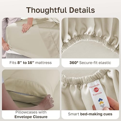 California Design Den 100% Cotton Sateen King Size Sheets Set - Image 4