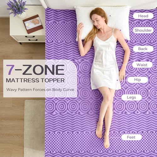 SINWEEK 2 Inch 7-Zone Memory Foam Mattress Topper King Size, Soft Mattress Pad - Image 2