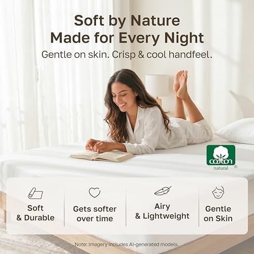 Natural 100% Cotton Sateen Twin XL Fitted Sheets Adjustable Bed - Image 6