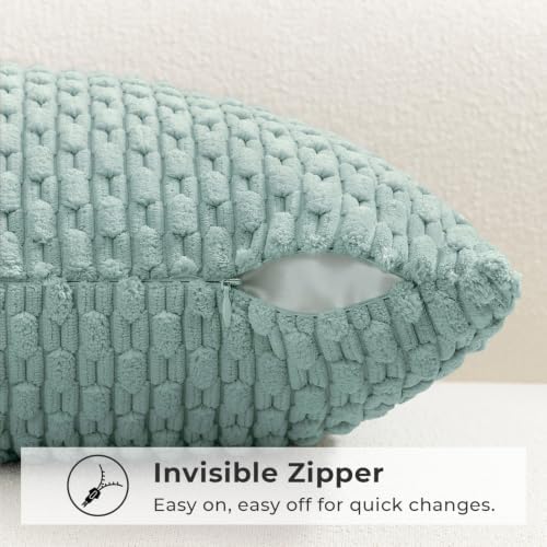 Kevin Textile Soft Corduroy 16"x24" Lumbar Pillow Cover 1 Pack, Dusty Green - Image 3
