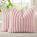 decorUhome Fall Faux Fur Throw Pillow Covers 22x22 Set of 2 Pink by decorUhome