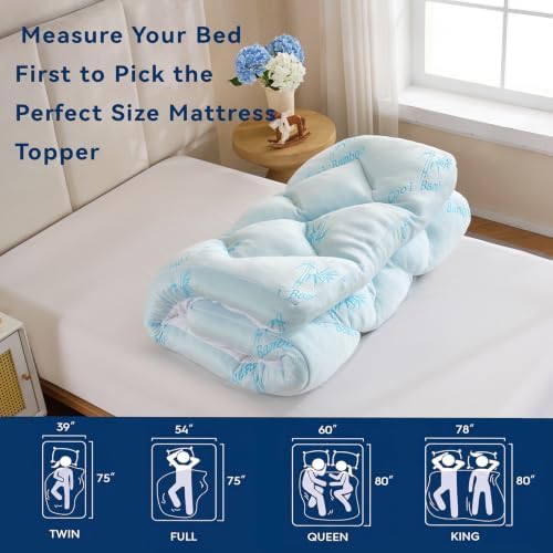 DOWNCOOL 5 Inch Cooling Twin Mattress Topper, Bamboo Viscose Air Layer | Ultra - Image 6