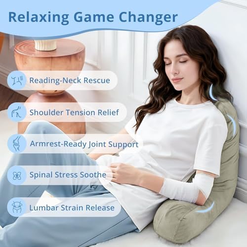 Sasttie Reading Pillow for Bed, Back Pillow for Sitting Up - Image 6