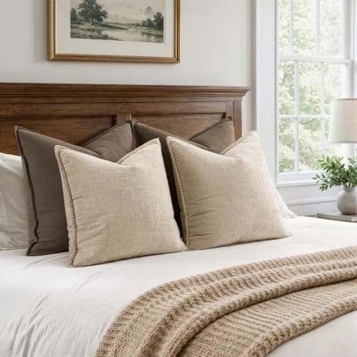 MIULEE Decorative Couch Throw Pillow Covers 22x22 Inch Beige 2 Pack - Image 6