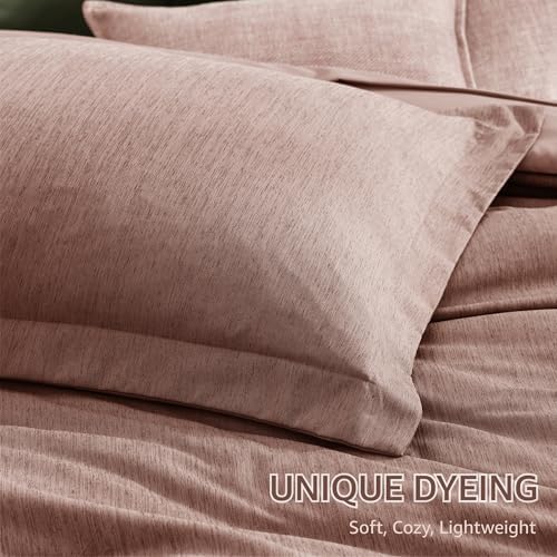 Monbix Full Comforter Set 7 Pieces Dusty Pink Cationic Dyeing Bed in a Bag - Image 6