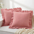 KKJIAF 2 Pcs Ruffle Gingham Pillow Covers 18" x 18" by KKJIAF