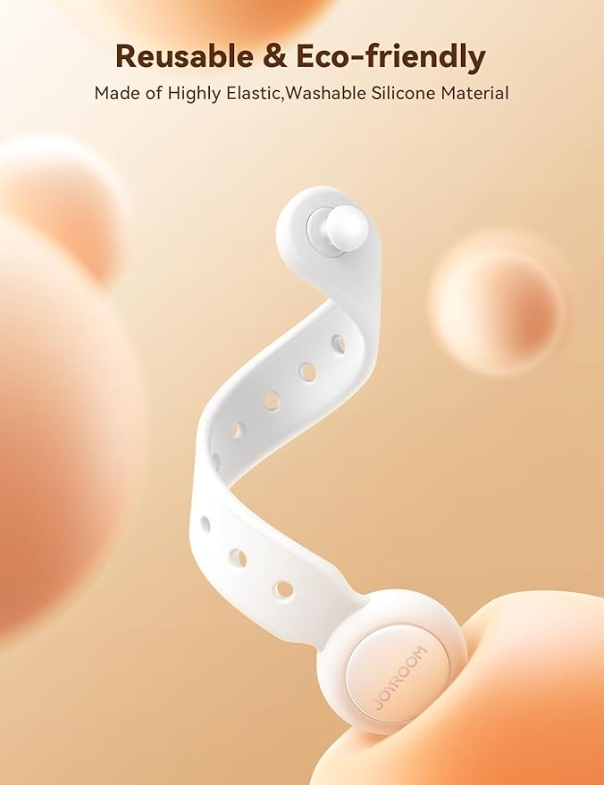 JOYROOM 12PCS Magnetic Cable Ties - Reusable Silicone Cord Organizer with Buckle Holes, Elastic Cable Management Straps for Data Cables, Charging Cords, and More (White)