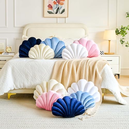 Lfsaaj Navy Blue Seashell Throw Pillows, Shell Shaped Throw Pillows, 13 Inch - Image 6