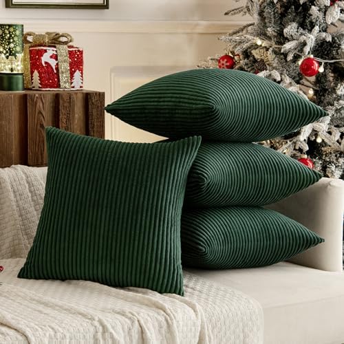 MIULEE Soft Corduroy Decorative Throw Pillow Covers Army Green 16x16 - Image 2