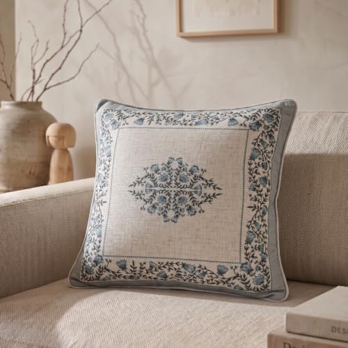 ISAENNE Designer Vintage Linen Throw Pillow Cover - Image 2