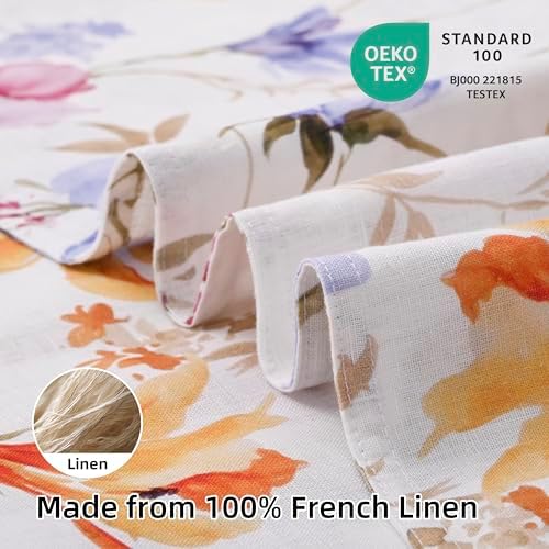 CHUFFED 100% French Linen Pillow Cases Pastel Bloom Print, Farmhouse Floral - Image 2