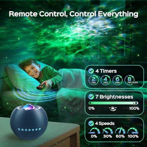 One Fire 360 Game Lights Galaxy Projector Gaming Accessories Gaming Room Decor Green Star Bluetooth Speaker+15 White Noise Man Cave Accessories Cool Gifts for Men Birthday Gift Cool Stuff for Teen Boy - Image 6