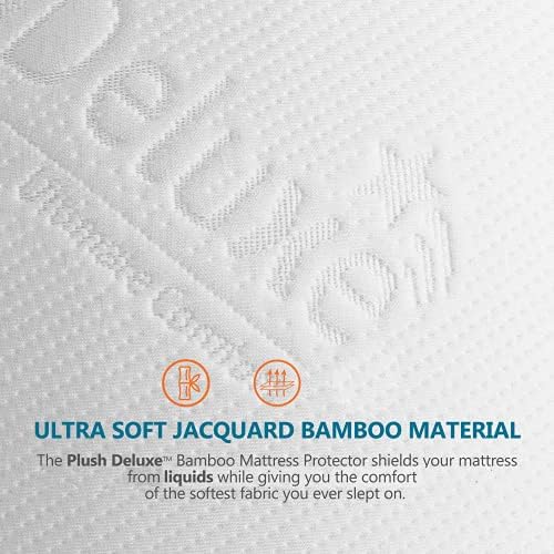 PlushDeluxe Bamboo Waterproof Mattress Protector, Twin XL Size, Ultra Soft - Image 2