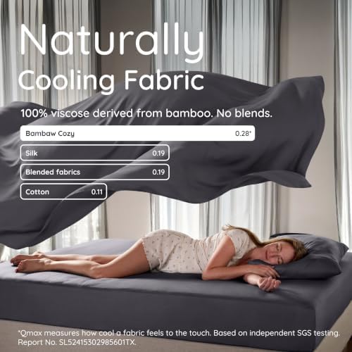 Bambaw 100% Viscose Derived from Bamboo Queen Size Fitted Sheet, Deep Pocket - Image 4
