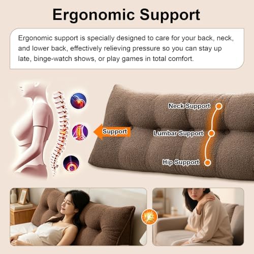 ERWUDEling King Size Wedge Headboard Pillow, Large Backrest Cushion - Image 3