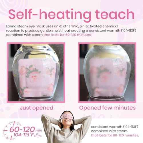 LANNA Heated Steam Eye Mask, Disposable 120 Minutes, Rose Scent - Image 6