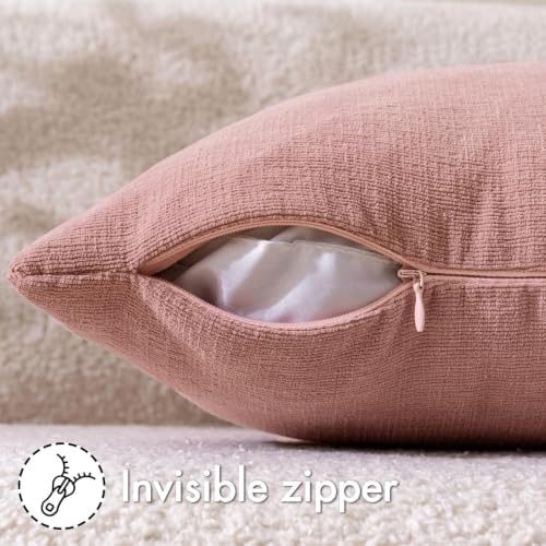 MIULEE Blush Pink Chenille Couch Euro Throw Pillow Covers - Image 5