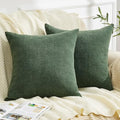 GAWAMAY Dark Green Chenille Throw Pillow Covers 22x22 Set of 2 by GAWAMAY