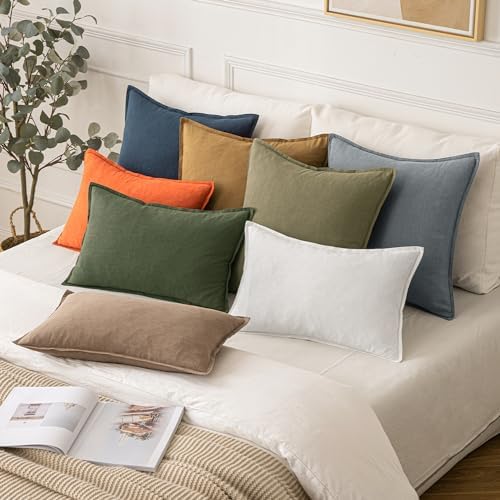 MIULEE Decorative Linen Euro Sham Pillow Covers 24x24 Deep Blue - Image 5