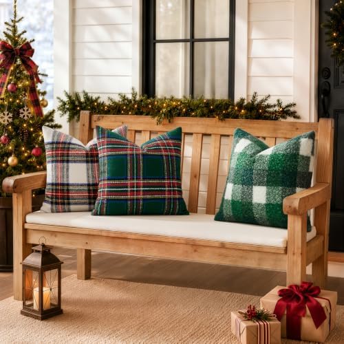 EMEMA Christmas Plaid Pillow Covers 18x18 Set of 2, Tartan Throw Pillow Covers - Image 7