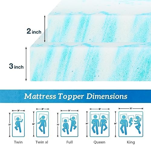 Sweetcrispy Twin 2 Inch Memory Foam Cooling Gel Infused Mattress Topper - Image 3