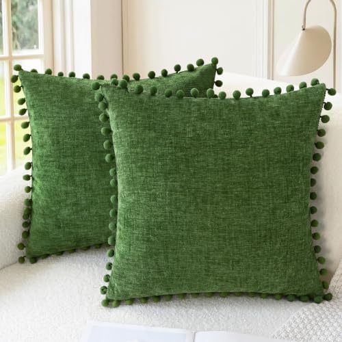 CaliTime Decorative Couch Throw Pillow Covers 16 X 16 Inches Forest Green by CaliTime