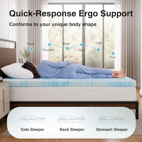 Novilla 2 Inch Memory Foam Mattress Topper King, Cooling Gel Infused & Slow - Image 2
