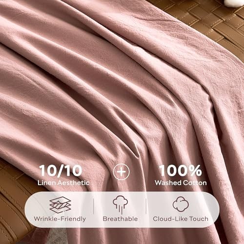 JELLYMONI 100% Washed Cotton Pillowcases, Envelope Closure 2-Pack - Image 3
