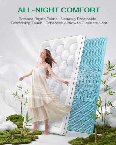 Dual Layer 4 Inch Full Size Mattress Topper, Memory Foam Mattress Topper - Image 2