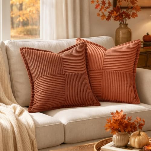 MIULEE Fall Rust Decorative Eruo Sham Throw Pillow Covers 24x24 Inch - Image 2