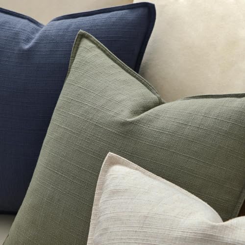 MIULEE Thick Textured Decorative Throw Pillow Covers 22x22 Inch Olive Green - Image 3