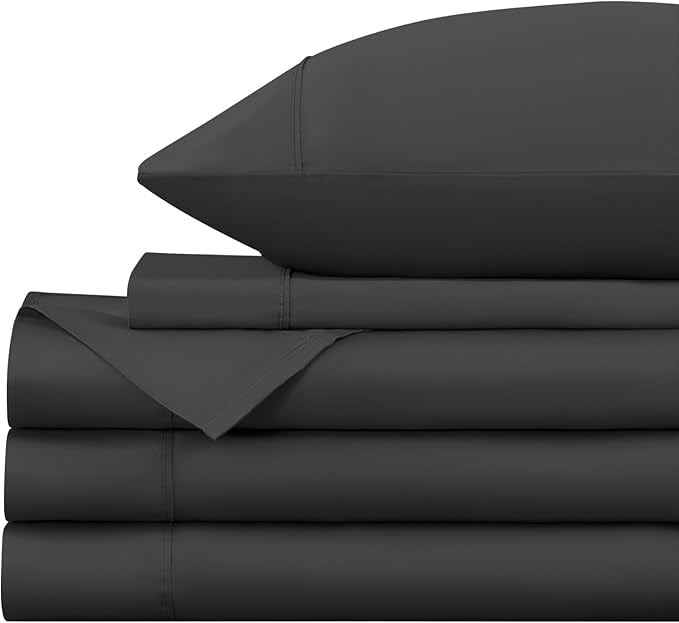 LBRO2M Split King Sheet Sets for Adjustable Bed 1000 Thread Count 100% Egyptian Cotton Sheet, 5 Piece Sets Bed Sheet Deep Pocket Up to 16" Soft Comfortable All Season (Split King, Black)