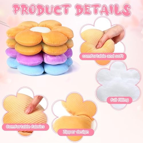 Reginary 4 Pcs Flower Floor Pillow Cushion Kids - Image 3