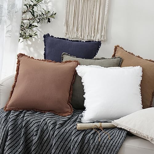 Foindtower Decorative Linen Fringe Throw Pillow Covers 26×26 Inch - Image 5