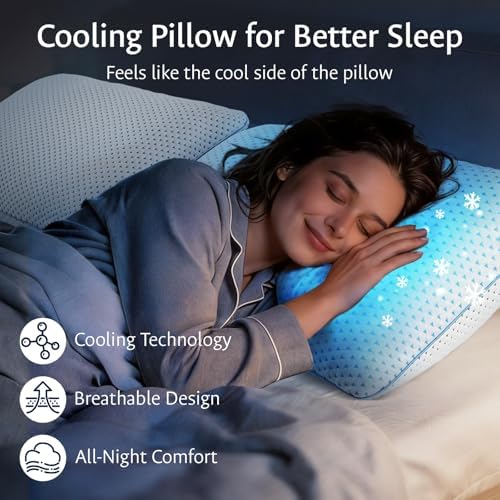 Adjustable Cooling Gel Memory Foam Pillows Queen Size Set of 2 - Image 4
