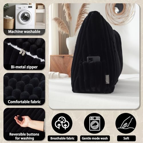Headboard Pillow + A Long Neck Roll Pillow Body Pillow，Faux Fur Headboard Wedge - Image 6