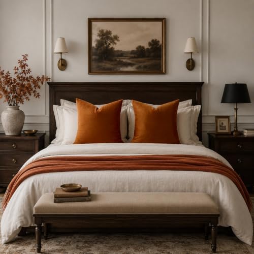 GIGIZAZA Burnt Orange Velvet Throw Pillow Covers 24x24 Pack of 2 - Image 7