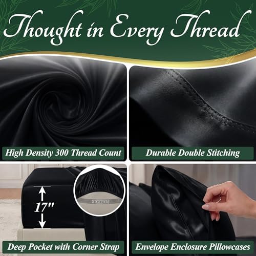 DECOLURE 100% Viscose Derived from Bamboo Sheets King Size, Luxury 6 Pc Set - Image 4