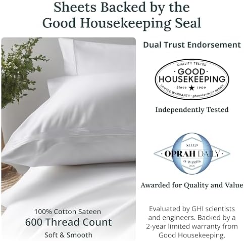 California Design Den 2 Pack 600 Thread Count King Size Sheets, Light Grey - Image 2