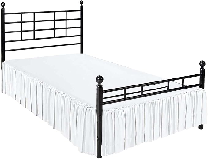 Sleepwell White Solid, Queen Size Ruffled Bed Skirt 21 Inch Drop With Split Corner,100 Percent Pure Egyptian Cotton 400 Thread Count, Wrinkle & Fade Resistant.