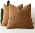 Foindtower Decorative Textured Boucle Throw Pillow Covers 22x22 Hazel Brown by Foindtower