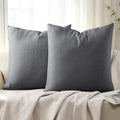 100% Cotton Waffle Weave Throw Pillow Covers Set of 2, Dark Grey by ShunjieHome