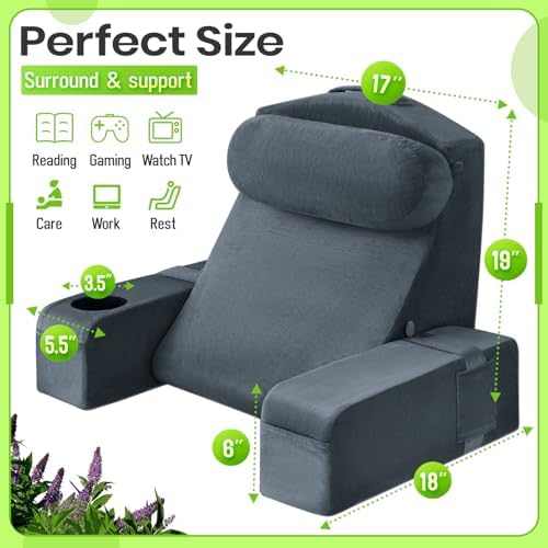 19 INCH Reading Pillow for Adults, Back Pillow for Bed Sitting Up, Backrest - Image 2