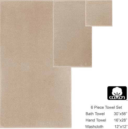 COTTON CRAFT Euro Spa Waffle Weave 6 Piece Towel Set - 100% Cotton - Linen - Image 7