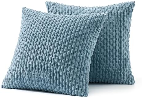 MIULEE Decorative Throw Pillow Covers 16x16 Blue Grey Textured Corduroy - Image 6