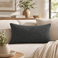 JoraLion 16x24 inch Boucle Lumbar Pillow Cover, Dark Grey Woven Texture Neutral by JoraLion