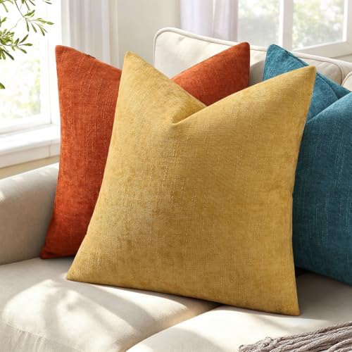 decorUhome Chenille Fall Throw Pillow Covers 22x22 Set of 2, Burnt Orange - Image 4