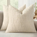 MIULEE Chenille Textured Throw Pillow Covers Beige 20x20 Set of 2 by MIULEE